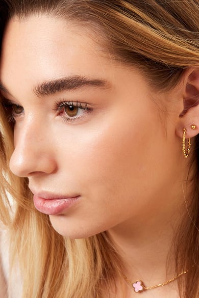 Boucle d'oreille Boule Tordue Argenté Acier inoxydable h5 Image2